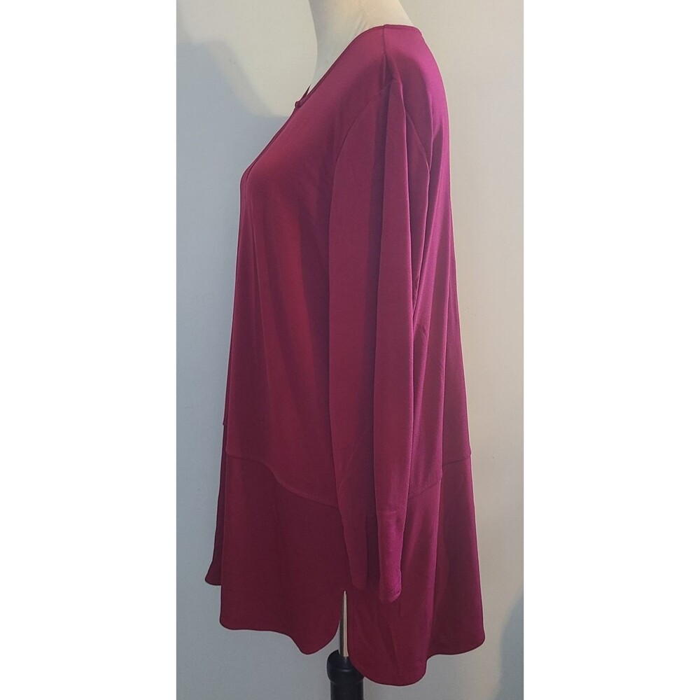 Lauren Ralph Lauren Womens XL Red 3/4 Sleeve Tunic Blouse Soft Minimalist Party - Picture 7 of 13